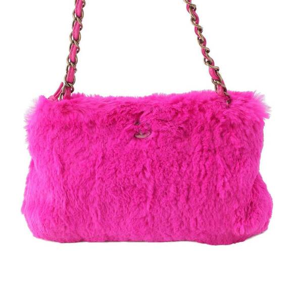 Chanel Handbags - Chanel Lapin Rabbit Fur Coco Mark Chain Shoulder Bag Vivid Pink